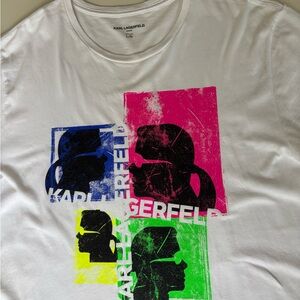 Karl Lagerfeld Men's Tee - White with Pink, Blue, Green, Yellow Graphic